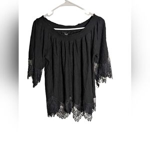Lucky Brand Black Lace Women's Blouse